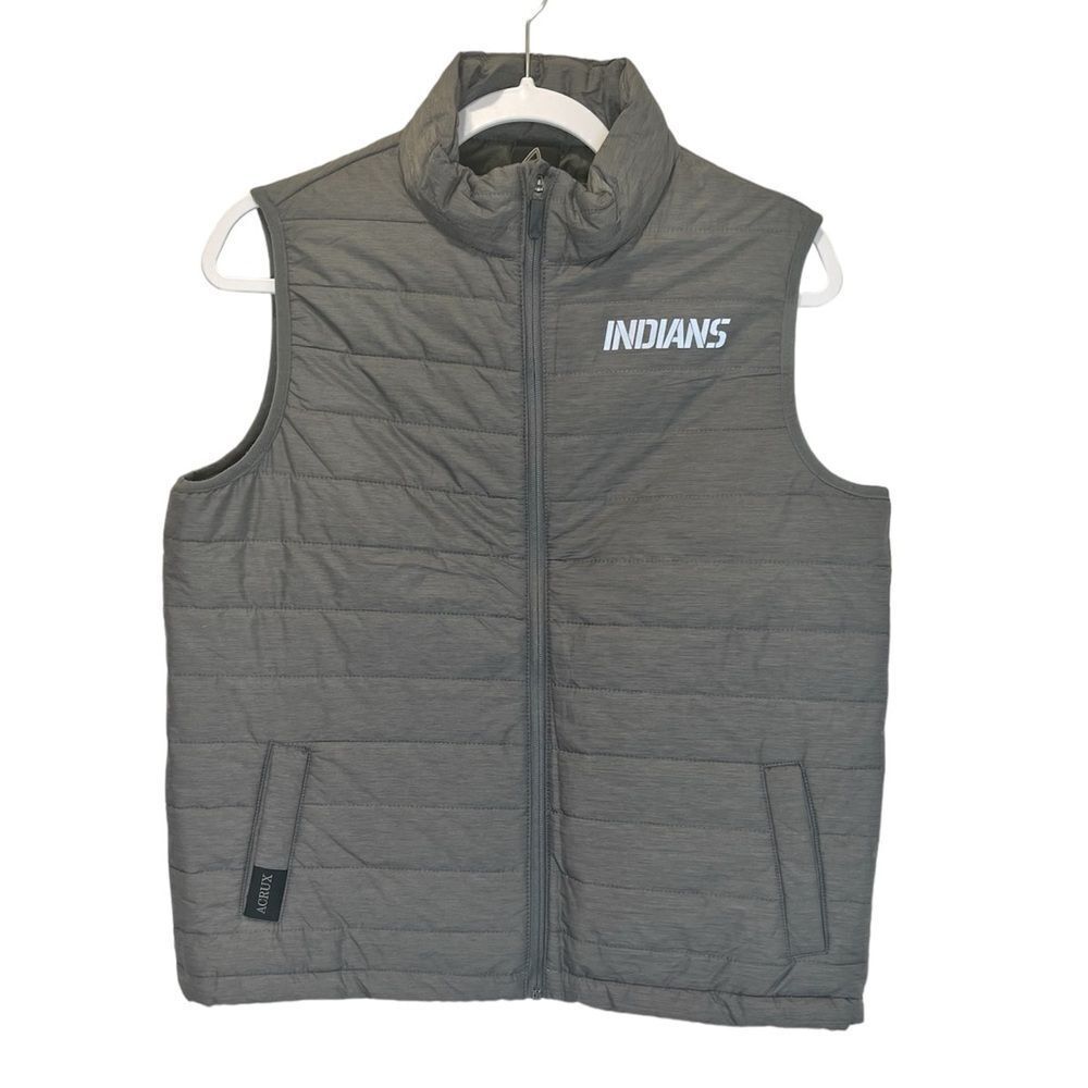 ACRUX Indians Gray Lightweight Puffer Vest Size Small